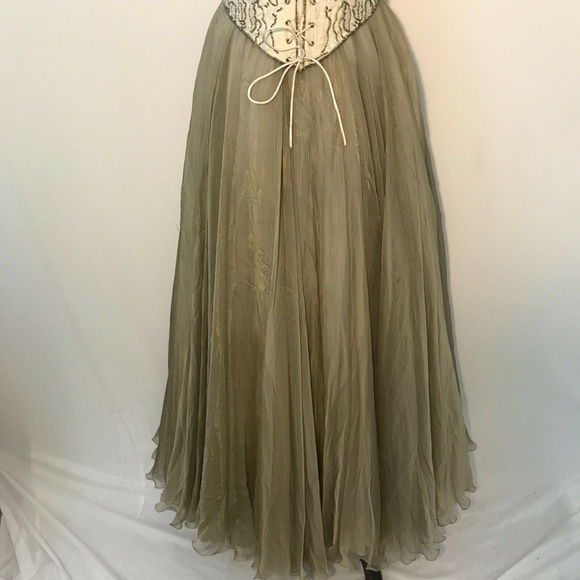 EAVIS & BROWN London Beaded Gown M Vintage Silk Corset Dress VTG - Picture 7 of 11